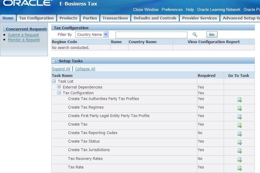 E-Business Tax Setup - Tax Configuration