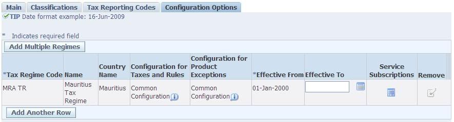 Party Tax Profile - Configuration Option