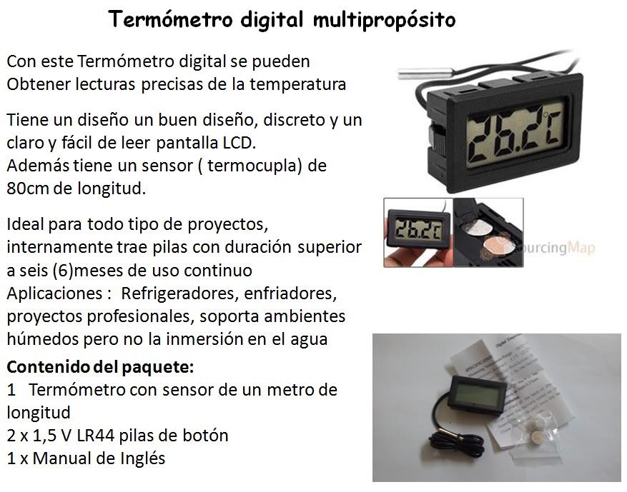 Termometro Digital Con Termocupla Neveras Congeladores Frio! Termometro Digital Con Termocupla Neveras Congeladores Frio!