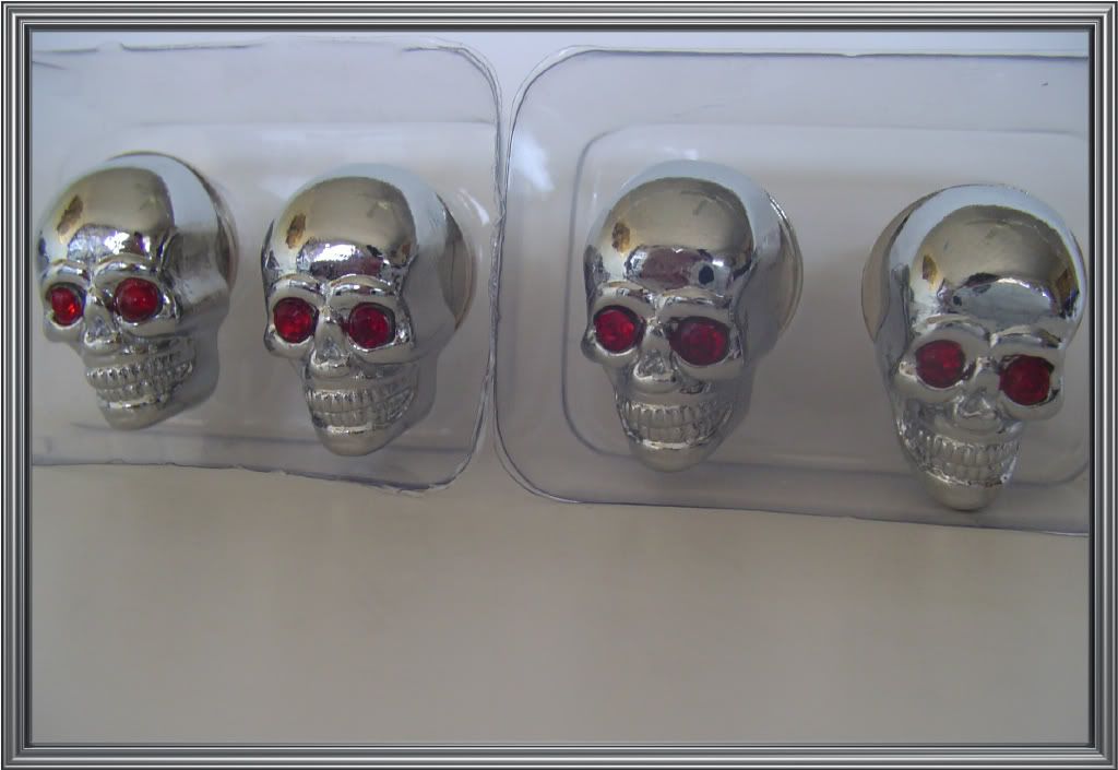 Chrome Skull w/ Red Gem Eyes Bolts - 4