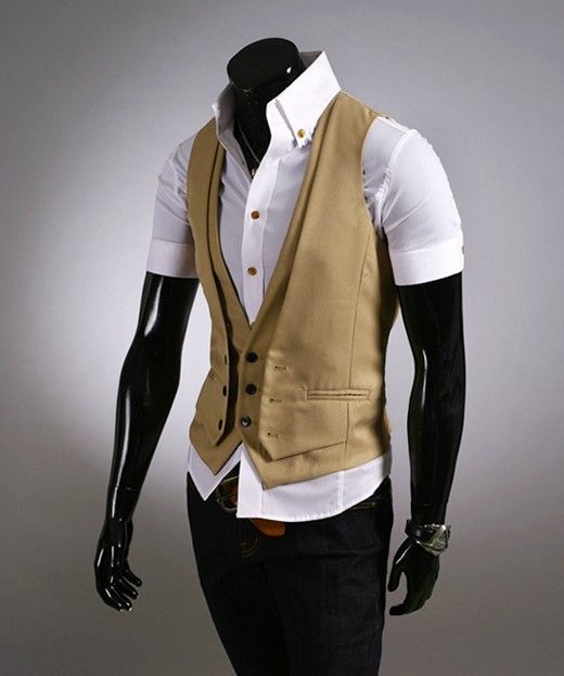 Mens Slim Top Designed Stylish Double layered Button VEST Slim