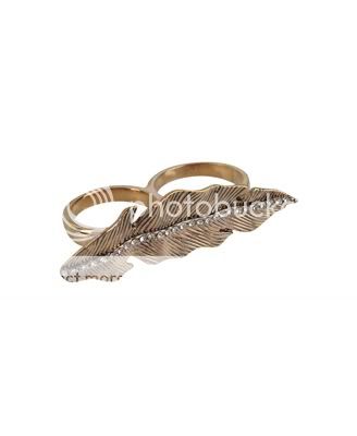 Forever 21 Leaf Feather Double Connector Ring  