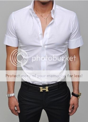 Mens Slim fit Stylish Dress Short Sleeve Shirts h188  