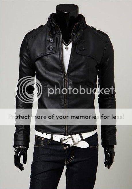 Men's Slim Top Designed Sexy PU Leather Short Jacket Coat H400 2color 4 ...
