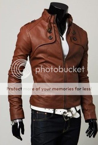 Men's Slim Top Designed Sexy PU Leather Short Jacket Coat H400 2color 4 ...