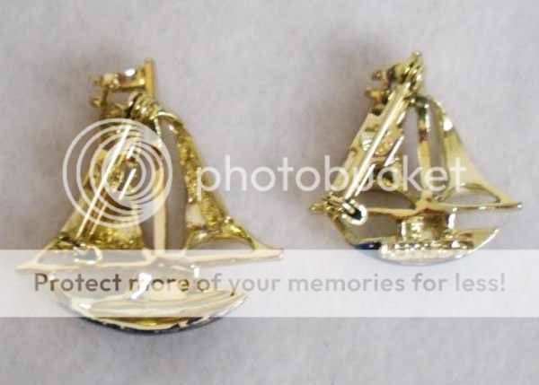 Vintage Gerrys Signed Gold Sailboat Brooch Pin Lot of 2