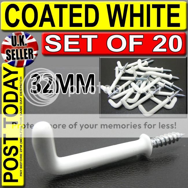 20 X 32MM WHITE SHOULDERED HOOKS